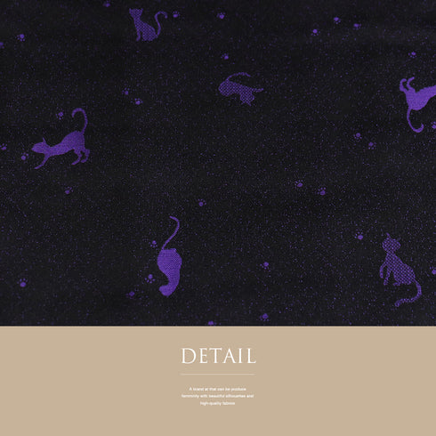 小紋 リサイクル 身丈163.5cm 裄66cm 単衣 猫柄 ゆったりサイズ ブラック Lサイズ お洒落 カジュアル 混合 洗える着物 広衿 Sランク