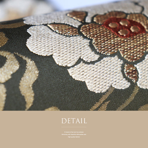 袋帯 リサイクル 帯丈432cm 六通 牡丹唐草柄 徳扇 グリーン Sサイズ 正絹 Sランク セミフォーマル お洒落