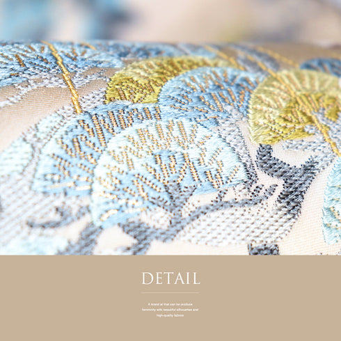 袋帯 リサイクル 帯丈442cm 六通 流水 雪つり 松梅柄 となみ帯 アイボリー Mサイズ 正絹 Sランク フォーマル セミフォーマル