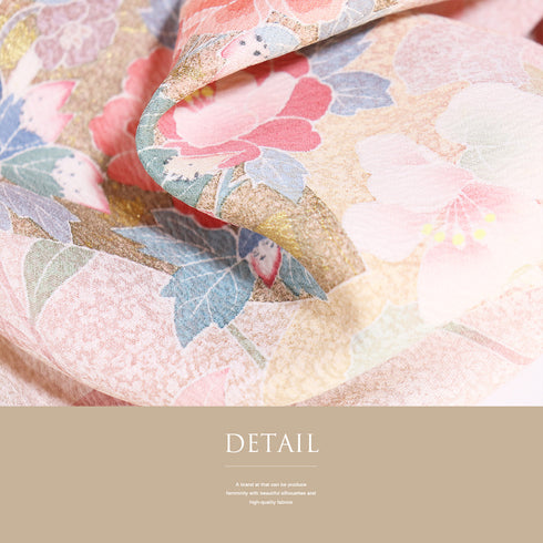 訪問着 リサイクル 身丈162.3cm 裄67.4cm 袷 地紙に牡丹柄 ピンク Lサイズ フォーマル セミフォーマル 落款 正絹 広衿 Sランク