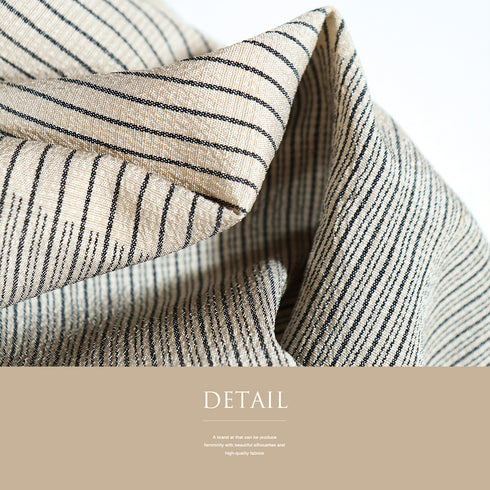 付下げ リサイクル 身丈166.8cm 裄66.2cm 袷 本塩沢 紬 ストライプ 雲取り ベージュ LLサイズ お洒落 正絹 広衿 Sランク