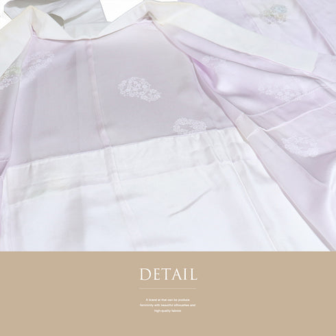 長襦袢 リサイクル 長襦袢 身丈123.5cm 裄65.2cm 袷 花丸の地紋 後見頃居敷当て付き パープル Mサイズ 正絹 袖無双 Aランク