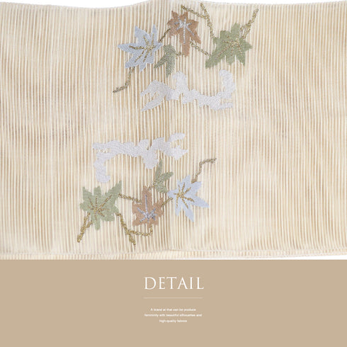 袋帯 リサイクル 帯丈460cm ポイント柄 夏用 花柄 ベージュ LLサイズ 正絹 Sランク お洒落