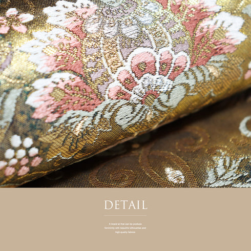 袋帯 リサイクル 帯丈438cm 六通 華唐草柄 鳳凰 ゴールド Mサイズ 正絹 Sランク フォーマル