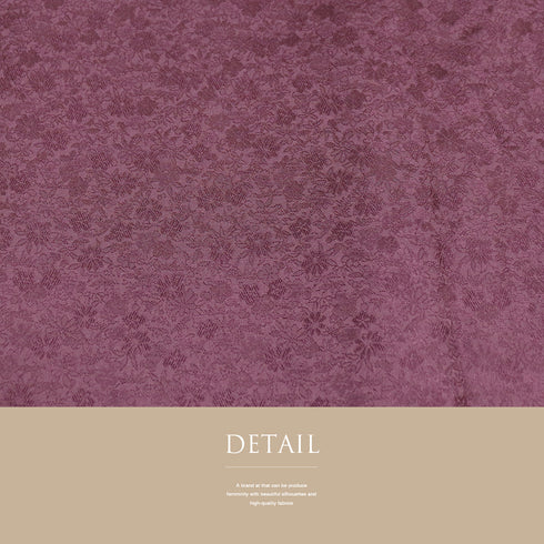 色無地 リサイクル 身丈158.5cm 裄65.6cm 袷 菊や梅柄 パープル Mサイズ セミフォーマル 一つ紋 しつけ糸 正絹 広衿 地紋あり Sランク