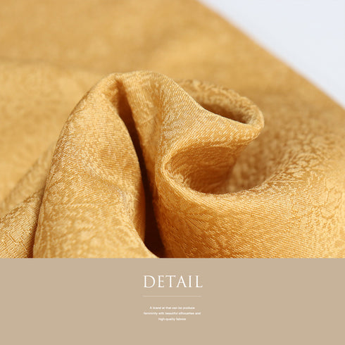 色無地 リサイクル 身丈154.6cm 裄63.2cm 袷 花唐草に桐柄 オレンジ Sサイズ お洒落 正絹 広衿 地紋あり Sランク