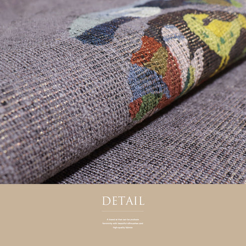 名古屋帯 リサイクル ポイント柄 月に鳥柄 パープル サイズ 正絹 新品・未使用品 カジュアル