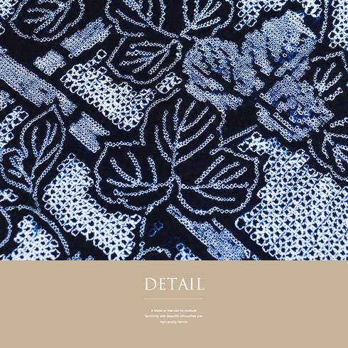 浴衣 リサイクル 夏着物 身丈160.8cm 裄66cm 夏物 蔓柄 絞り ゆったり ネイビー Lサイズ カジュアル 木綿 洗える着物 バチ衿 Aランク