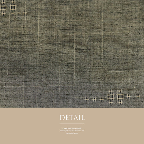 紬 リサイクル 身丈160.3cm 裄63.6cm 袷 幾何学柄 グリーン Mサイズ カジュアル 正絹 バチ衿 Sランク