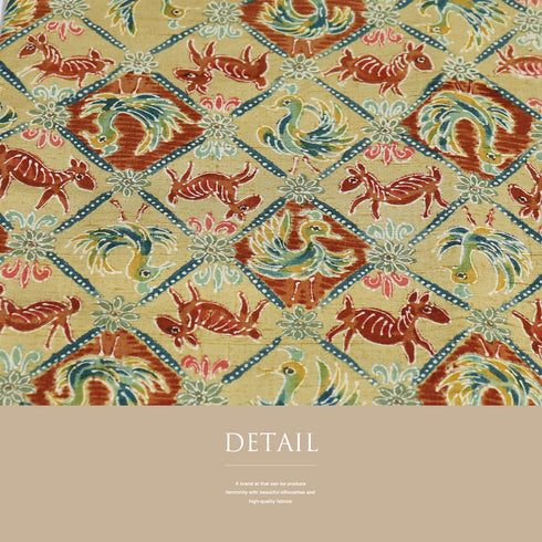 紬 リサイクル 身丈154cm 裄63.8cm 袷 菱形に鳥柄 ベージュ Sサイズ お洒落 カジュアル 正絹 広衿 Sランク