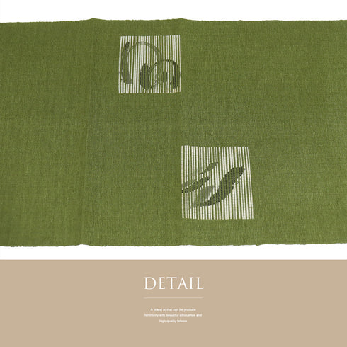 名古屋帯 リサイクル 帯丈367.7cm ポイント柄 抽象柄 グリーン Mサイズ 正絹 Sランク お洒落 カジュアル