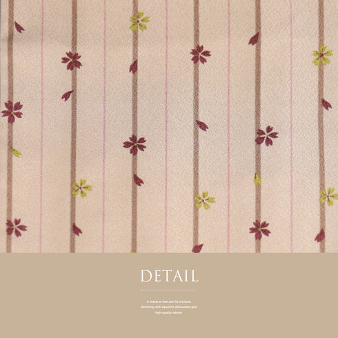 小紋 リサイクル 身丈166.7cm 裄67cm 袷 既製品 ストライプ柄 桜柄 ピンク LLサイズ お洒落 カジュアル ポリエステル 洗える着物 広衿 Sランク