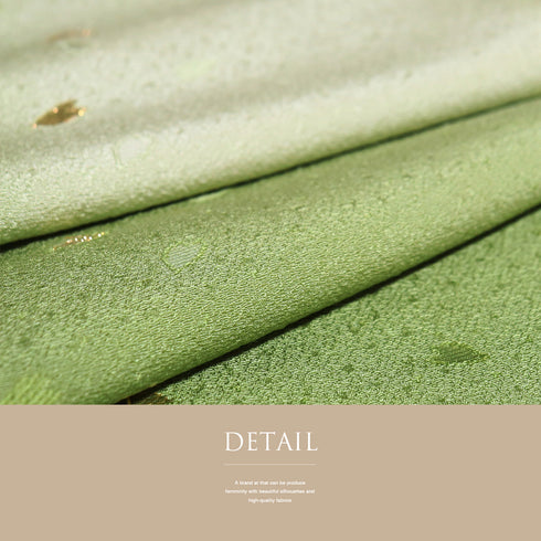 帯締め・帯揚げセット リサイクル お洒落 平組紐 グリーン 正絹 Sランク ぼかし 花びら