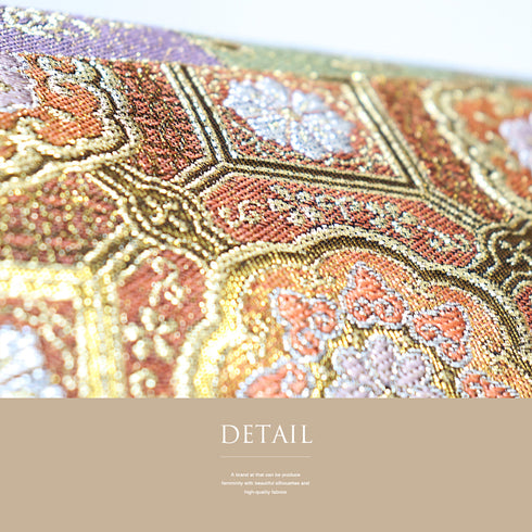 袋帯 リサイクル 帯丈436cm 六通 裂取り文 ゴールド Mサイズ 正絹 Sランク フォーマル セミフォーマル