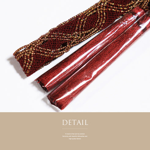 帯締め リサイクル カジュアル 手組紐 レッド 正絹 新品・未使用品