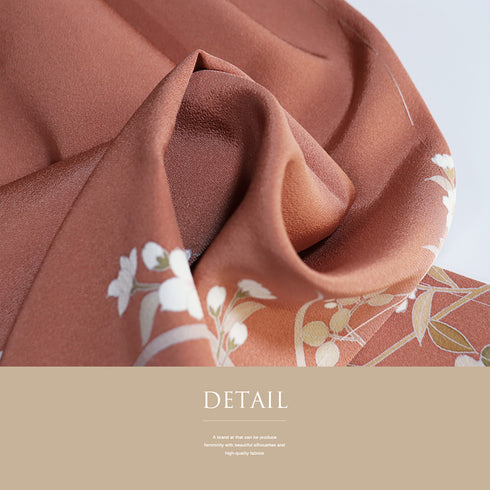 訪問着 リサイクル 身丈162.8cm 裄65.6cm 袷 草花柄 ピンク Lサイズ 正絹 広衿 Sランク