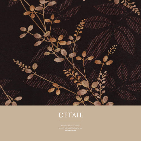 小紋 リサイクル 身丈165.5cm 裄67.3cm 袷 草花柄 既製品 ブラウン LLサイズ お洒落 ポリエステル 洗える着物 広衿 Sランク