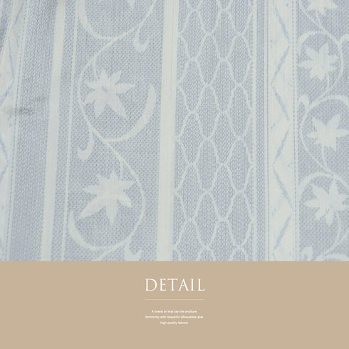 紬 リサイクル 身丈158.5cm 裄67.2cm 単衣 紬柄プリント 花唐草 平織生地 後身頃居敷当て ゆったりサイズ ホワイト Mサイズ お洒落 カジュアル ポリエステル 広衿 Sランク