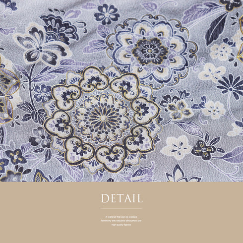 訪問着 リサイクル 身丈165cm 裄68cm 袷 華紋柄 更紗柄 汕頭刺繍 ブラック Lサイズ お洒落 正絹 広衿 Aランク