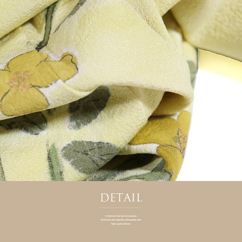 訪問着 リサイクル 身丈164.5cm 裄66.4cm 袷 花柄 箔 イエロー Lサイズ セミフォーマル 正絹 広衿 Aランク