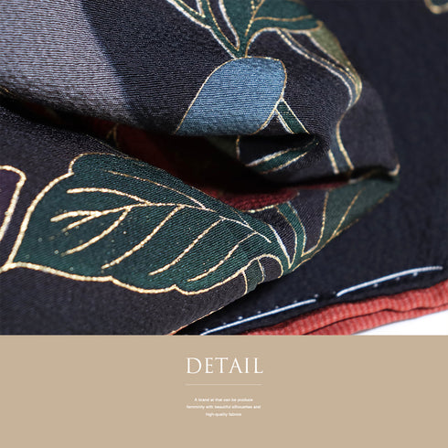 訪問着 リサイクル 身丈162.5cm 裄62cm 袷 丸に橘や菊柄 箔 金彩 ブラック Lサイズ セミフォーマル お洒落 正絹 広衿 Sランク