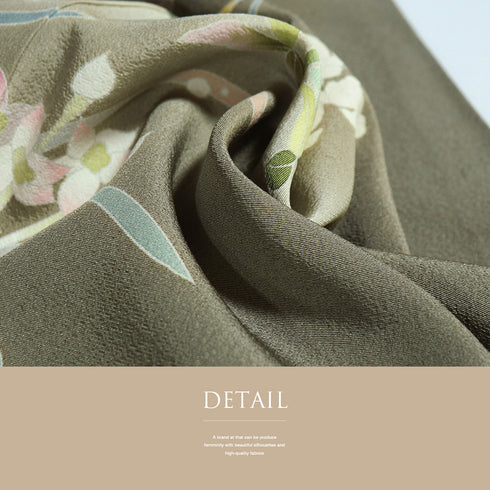 訪問着 リサイクル 身丈155.3cm 裄63.8cm 袷 京加賀友禅 百貫石峰作 パールトーン加工 花籠柄 グレー Sサイズ フォーマル セミフォーマル 一つ紋 正絹 広衿 Sランク