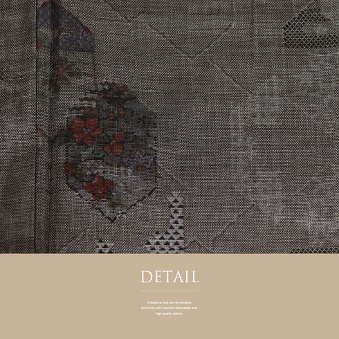 紬 リサイクル 身丈157.8cm 裄62.4cm 袷 デザイン亀甲柄 グレー Mサイズ お洒落 カジュアル しつけ糸 正絹 広衿 Sランク