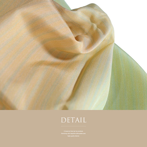 長襦袢 リサイクル 長襦袢 身丈136.3cm 裄68.4cm 袷 ゆったりサイズ 縞模様 ボカシ柄 後身頃居敷当て付き オレンジ Lサイズ お洒落 正絹 袖無双 Sランク