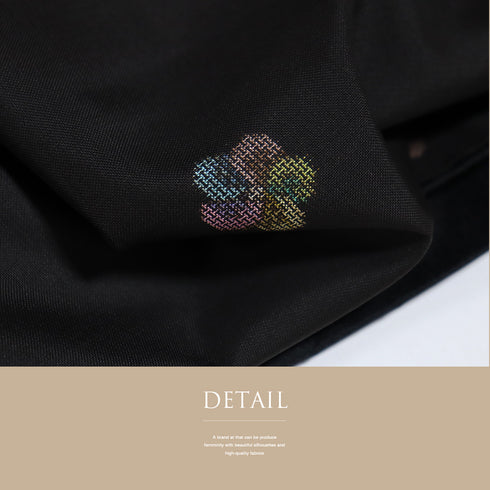 紬 リサイクル 身丈157cm 裄63cm 袷 梅柄 パールトーン加工 ブラック Mサイズ お洒落 正絹 広衿 Sランク