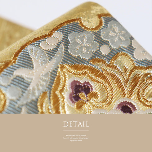 袋帯 リサイクル 帯丈430cm 六通 雪輪模様 華文 花丸 ゴールド Sサイズ 正絹 新品・未使用品 フォーマル セミフォーマル