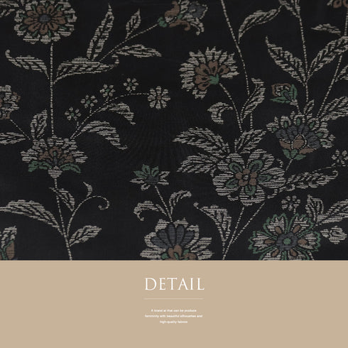 訪問着 リサイクル 身丈160.2cm 裄66.6cm 袷 紬 二代目川村久太郎 草花柄 鳥柄 ブラック Mサイズ お洒落 落款 正絹 広衿 Sランク