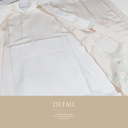 長襦袢 リサイクル 長襦袢 身丈120cm 裄64.4cm 袷 絵羽柄 花柄 後身頃居敷当て付き ピンク Sサイズ しつけ糸 正絹 袖無双 Sランク