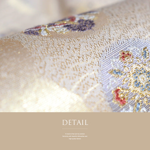 名古屋帯 リサイクル 帯丈367.5cm 六通 華文柄 箔 ゴールド Mサイズ 正絹 Sランク セミフォーマル お洒落