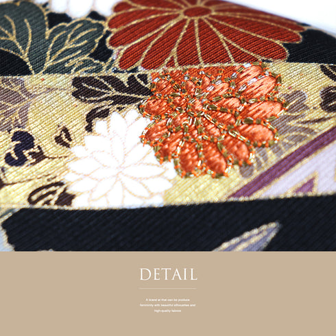 黒留袖 リサイクル 身丈158cm 裄64.4cm 袷 金駒刺繍 紅葉柄 パールトーン加工 ブラック Mサイズ 五つ紋 正絹 広衿 Sランク