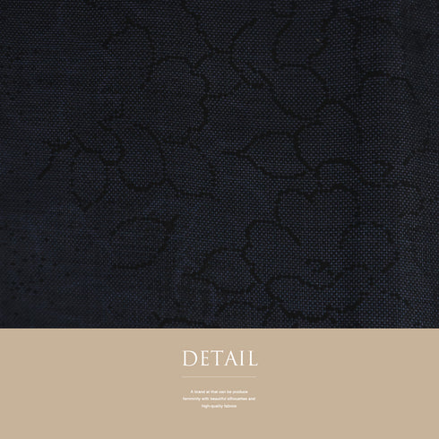 紬 リサイクル 身丈166.7cm 裄64.6cm 袷 花柄 縦ぼかし ネイビー LLサイズ お洒落 カジュアル 正絹 広衿 Sランク