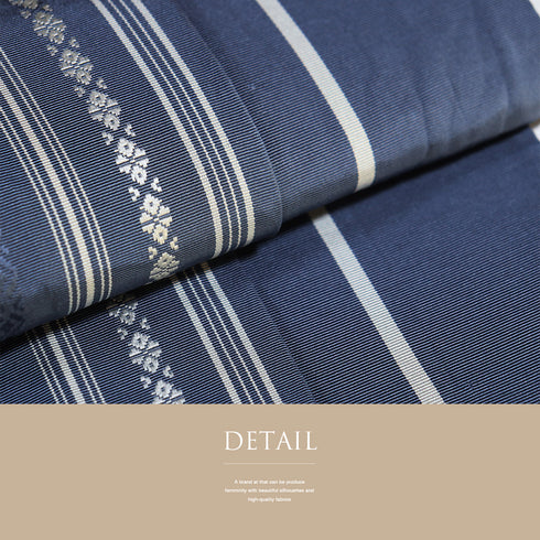 角帯 リサイクル 帯丈392cm 全通 博多織 ブルー 正絹 Sランク カジュアル お洒落