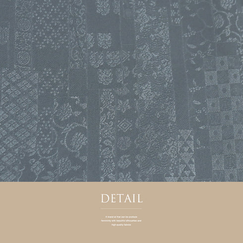 色無地 リサイクル 身丈165cm 裄68cm 袷 短冊寄柄 グレー Lサイズ セミフォーマル お洒落 一つ紋 正絹 広衿 地紋あり Aランク