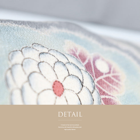 名古屋帯 リサイクル 帯丈375.5cm ポイント柄 辻が花 帯前部分開き仕立て ちりめん グレー Mサイズ 正絹 Sランク お洒落 落款