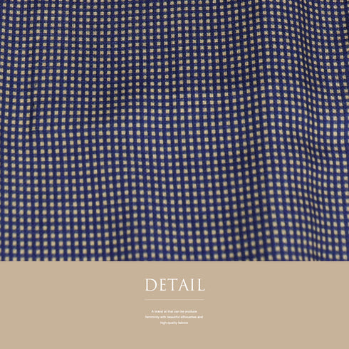 小紋 リサイクル 身丈154cm 裄62.4cm 単衣 後身頃居敷当て付き ネイビー Sサイズ お洒落 カジュアル ポリエステル 洗える着物 広衿 Sランク