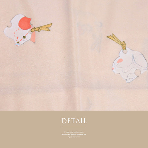 長襦袢 リサイクル 長襦袢 身丈122.5cm 裄64cm 袷 干支と鈴柄 箔 ピンク Sサイズ お洒落 正絹 袖無双 Aランク