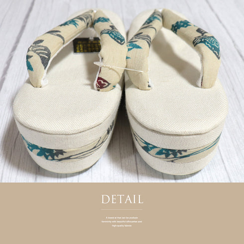 草履 リサイクル カジュアル アイボリー 新品・未使用品 夏物 亜麻 天然素材 草花