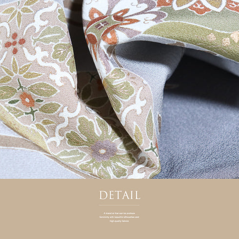 色留袖 リサイクル 身丈162cm 裄66cm 袷 グレー Lサイズ 三つ紋 正絹 広衿 Sランク