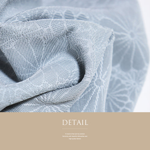 道行コート リサイクル 身丈92.5cm 裄66.4cm 袷 部分ビロード 菊尽くし柄 地紋 ブルー Mサイズ お洒落 不明 Sランク