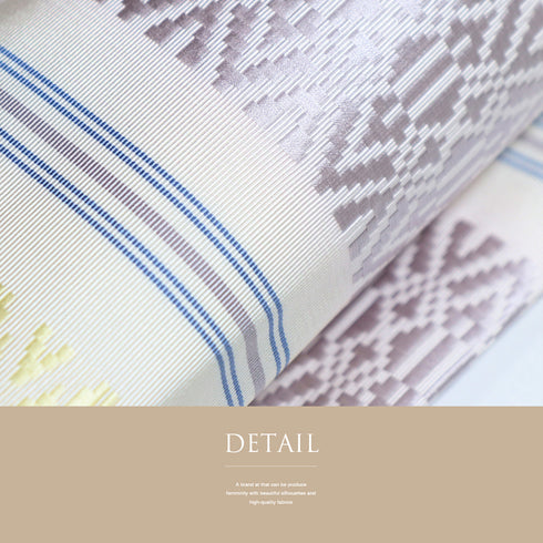 名古屋帯 リサイクル 帯丈369cm 全通 献上柄 ホワイト Mサイズ 正絹 Sランク カジュアル お洒落