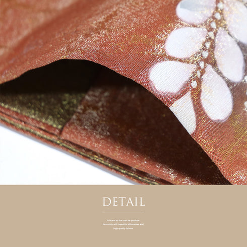 袋帯 リサイクル 帯丈432cm ポイント柄 辻が花柄 オレンジ Sサイズ 正絹 新品・未使用品 お洒落