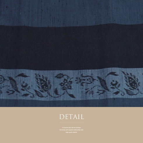 紬 リサイクル 身丈159cm 裄63cm 袷 横段柄 パールトーン加工 ネイビー Mサイズ お洒落 カジュアル しつけ糸 正絹 バチ衿 Sランク