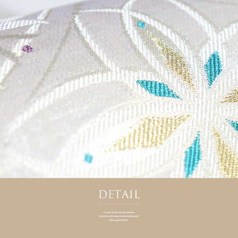 袋帯 リサイクル 帯丈448cm 六通 横段ぼかしにデザイン花文柄 夏物 アイボリー Mサイズ 混合 新品・未使用品 フォーマル