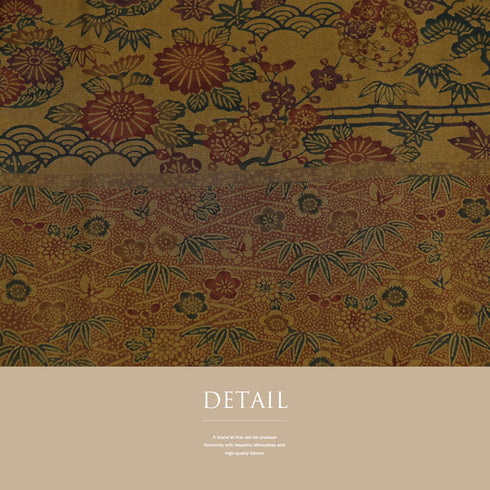 訪問着 リサイクル 身丈152.7cm 裄63.8cm 袷 型染め 青海波や草花柄 織り出し 大島紬 ブラウン Sサイズ お洒落 正絹 広衿 Sランク