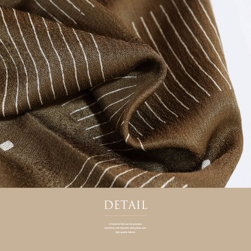 帯揚げ リサイクル お洒落 綸子 正絹 ブラウン 縦縞のデザイン市松 新品・未使用品 AG-1214