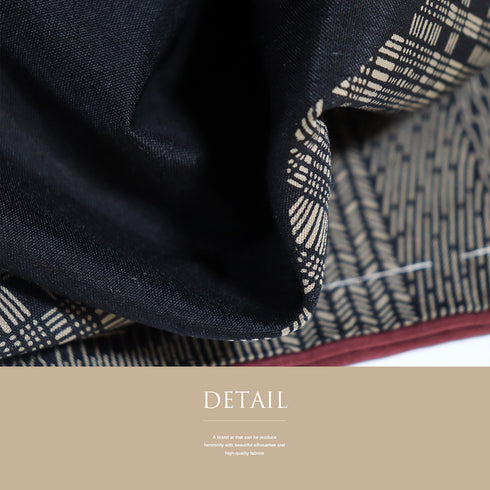 付下げ リサイクル 身丈151.3cm 裄62.6cm 袷 紬 小紋寄せ柄 染め ブラック Sサイズ お洒落 正絹 広衿 Sランク